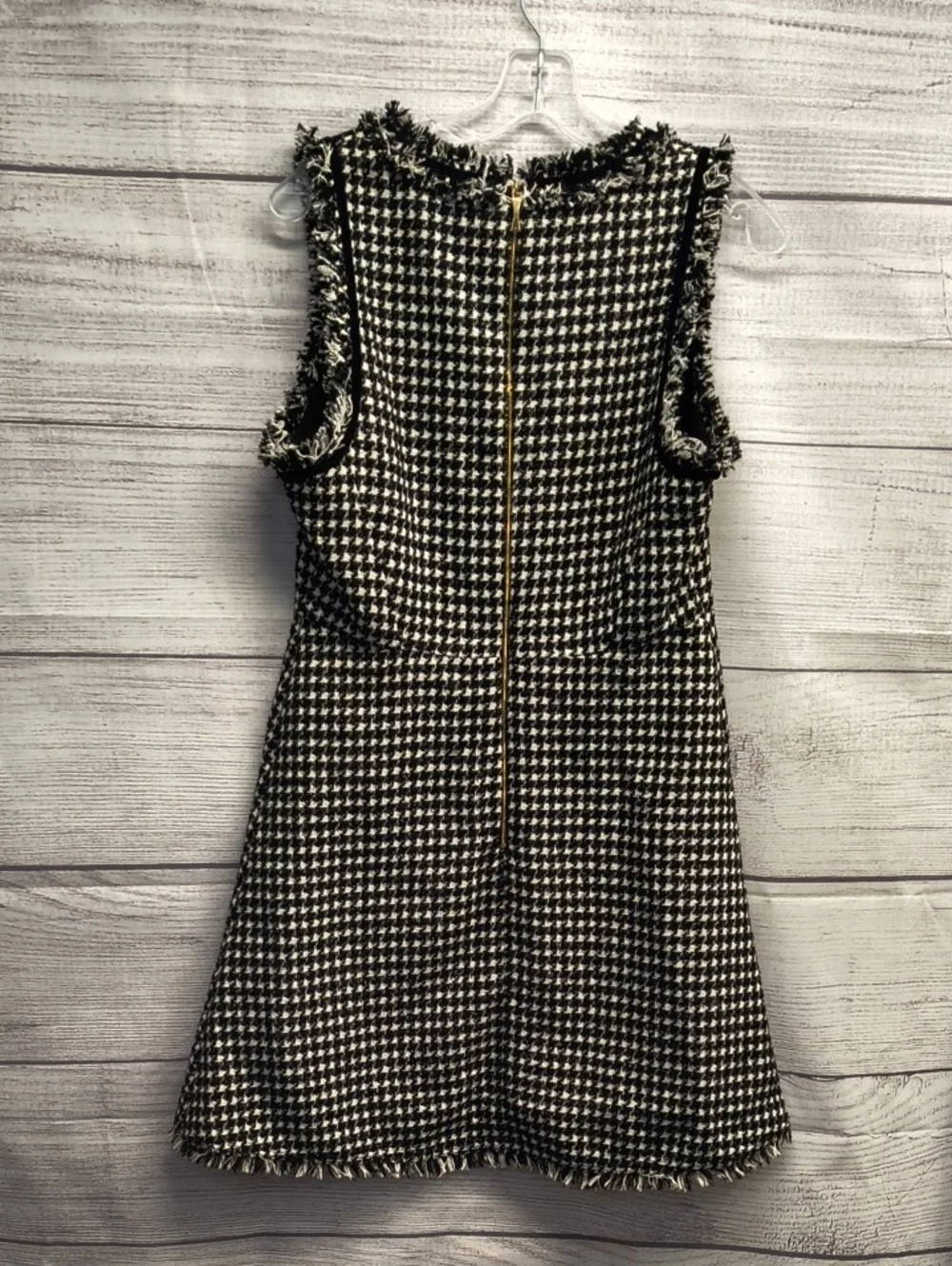 Kate Spade Black and White Houndstooth Tweed Dress Size 10